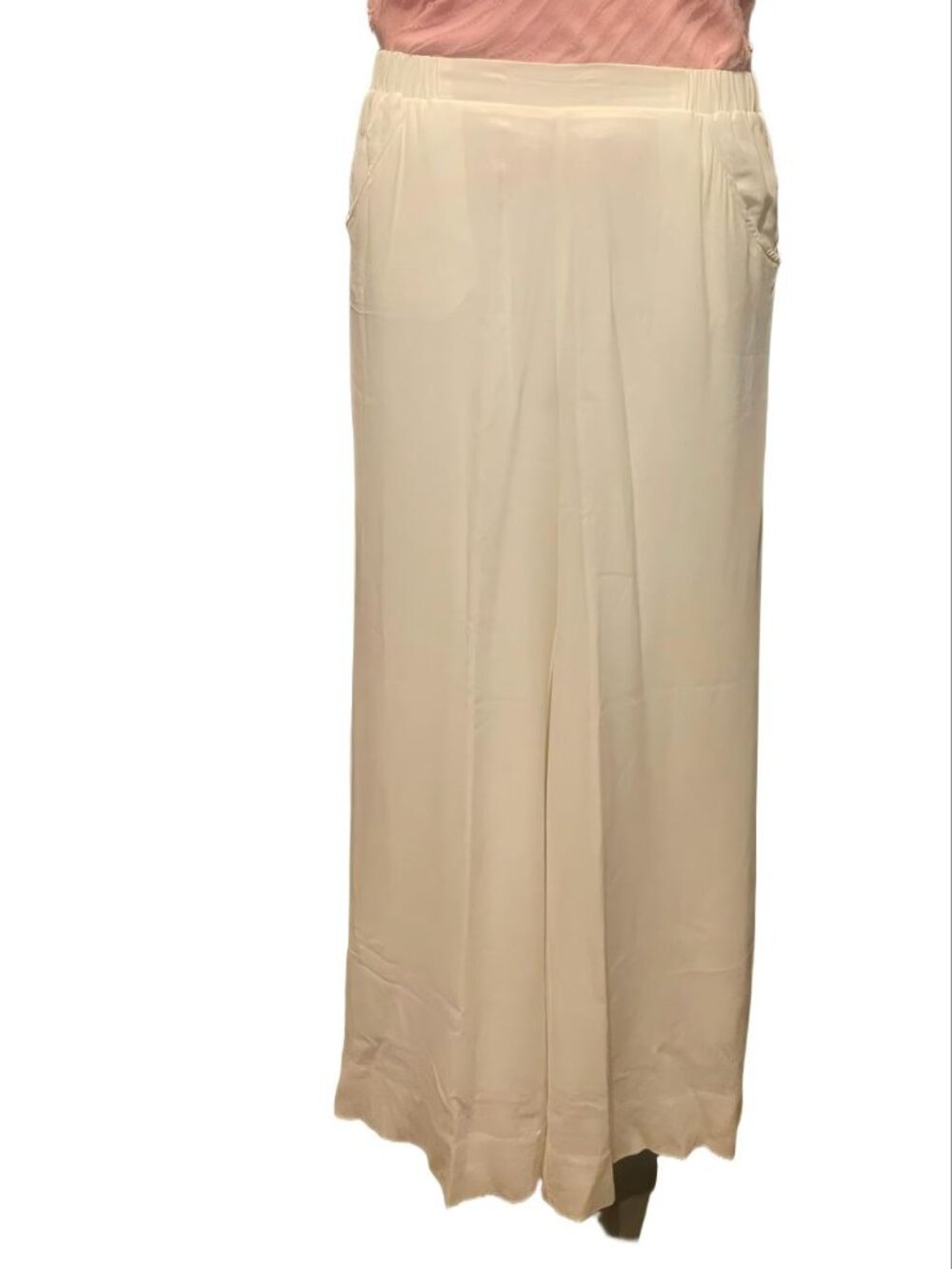 Silk Wide-Leg Pull-On Trousers